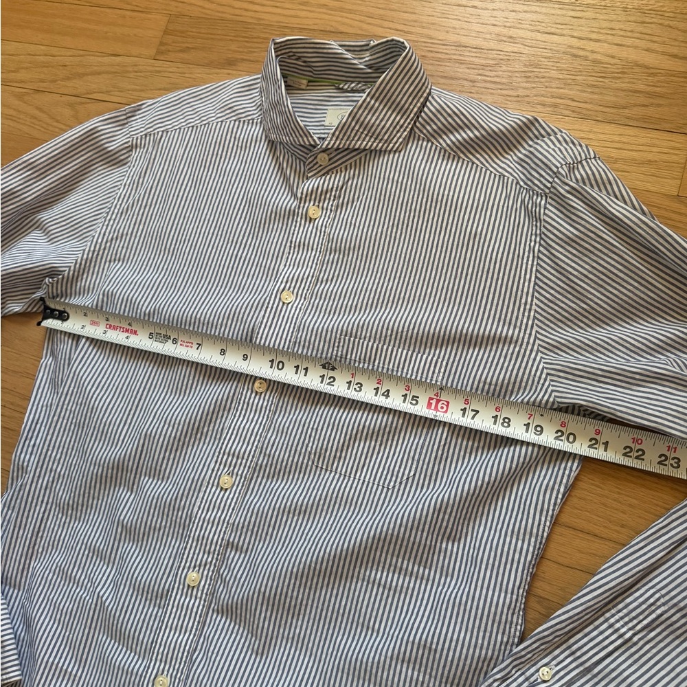 Eton Blue and White Striped Dress Shirt - Picture 4 of 9
